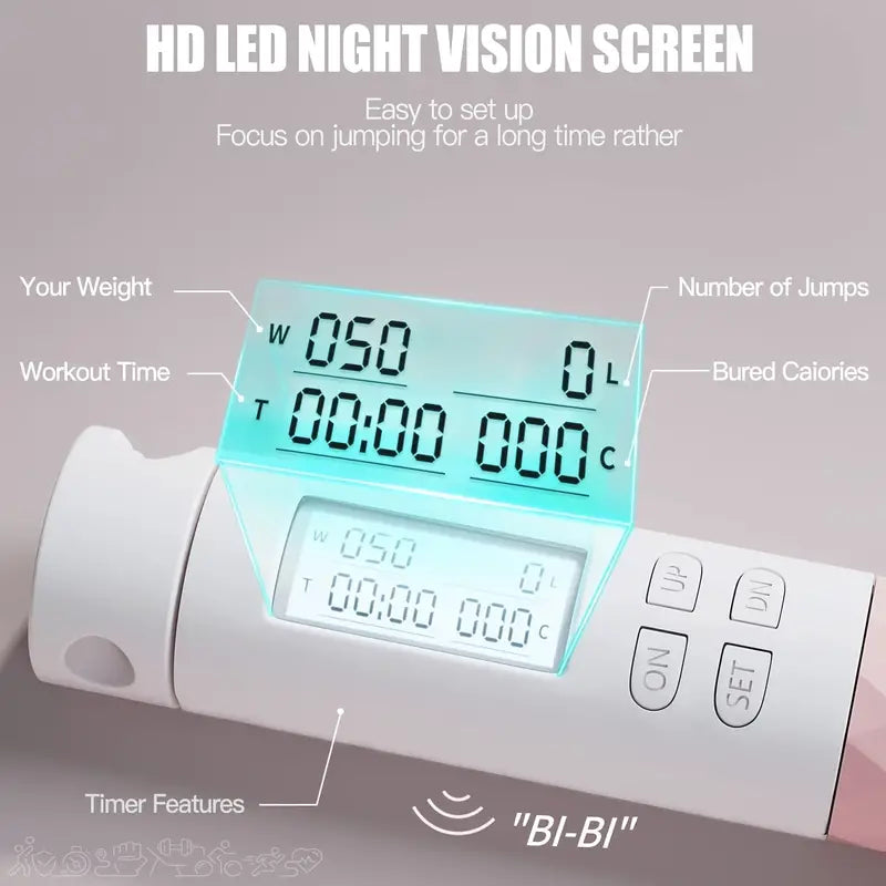 Jump Rope with LED Screen and Silicone Handle-4